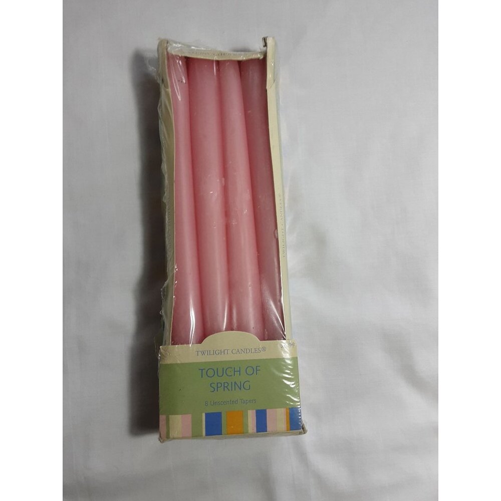 Twilight Candle Touch of Spring Pink 8 Unscented Tapers Easter Spring Vintage